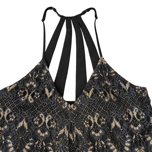 Lucky Brand Layered Flowy Lace Tank Top. Black and Tan Size XS #1230 - Picture 3 of 6